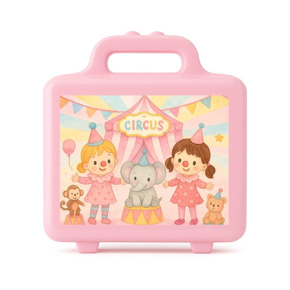 Maleta Plástica Personalizada 12x10cm Palhacinhas Aquarela - Imagem 3