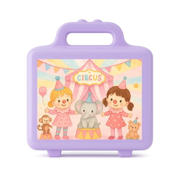 Maleta Plástica Personalizada 12x10cm Palhacinhas Aquarela - Imagem 4