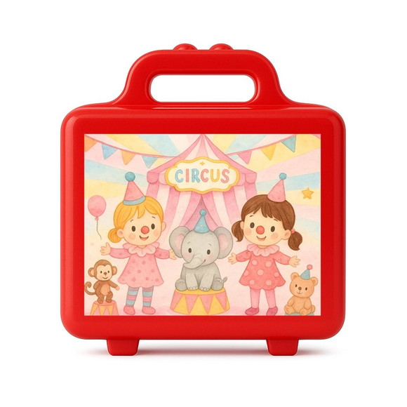Maleta Plástica Personalizada 12x10cm Palhacinhas Aquarela - Imagem 5