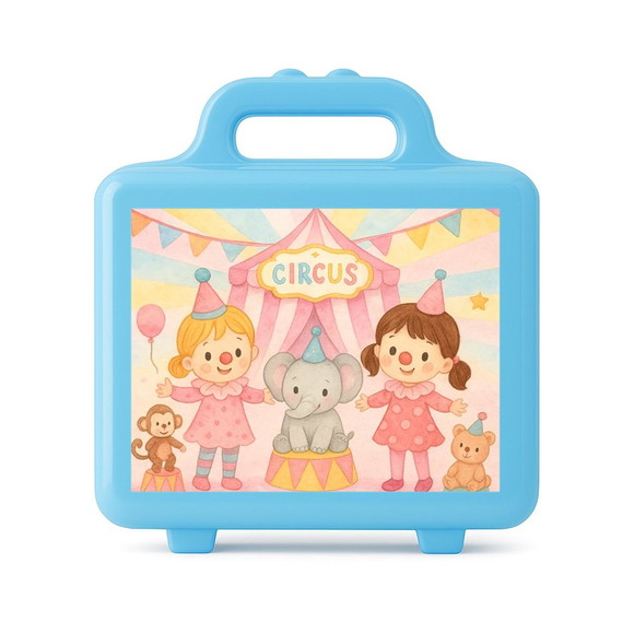 Maleta Plástica Personalizada 12x10cm Palhacinhas Aquarela - Imagem 2