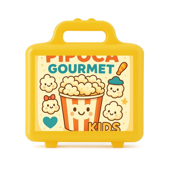 Maleta Plástica Personalizada 12x10cm Pipoca Gourmet Kids