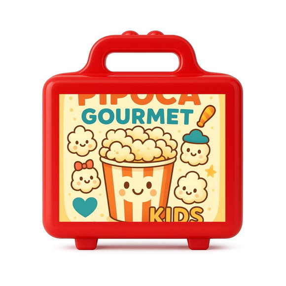 Maleta Plástica Personalizada 12x10cm Pipoca Gourmet Kids - Imagem 5