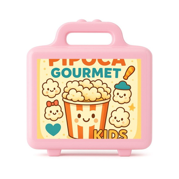Maleta Plástica Personalizada 12x10cm Pipoca Gourmet Kids - Imagem 3