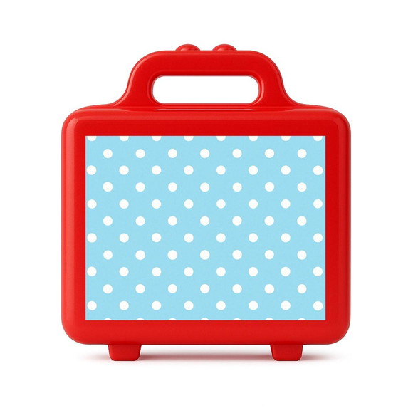 Maleta Plástica Personalizada 12x10cm Poá Azul Bebê - Imagem 5