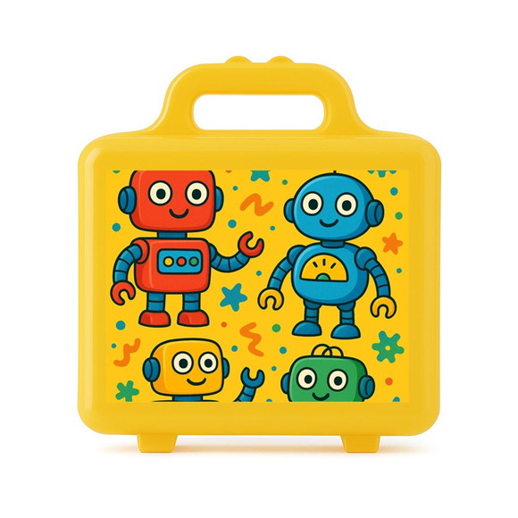 Maleta Plástica Personalizada 12x10cm Robôs Divertidos