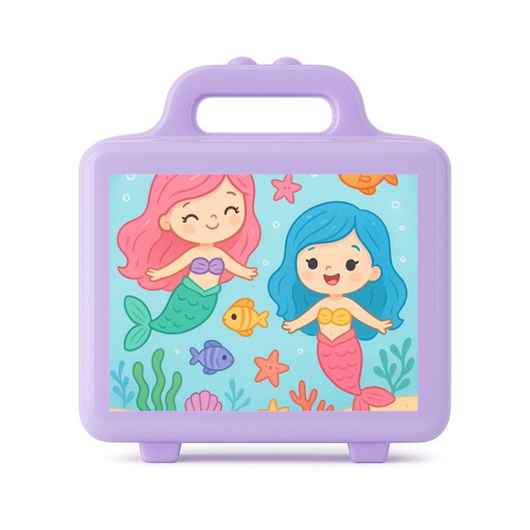 Maleta Plástica Personalizada 12x10cm Sereias - Imagem 4