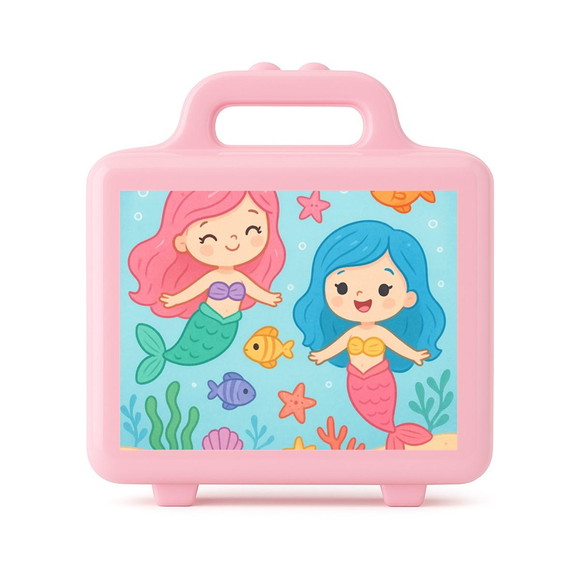 Maleta Plástica Personalizada 12x10cm Sereias - Imagem 3