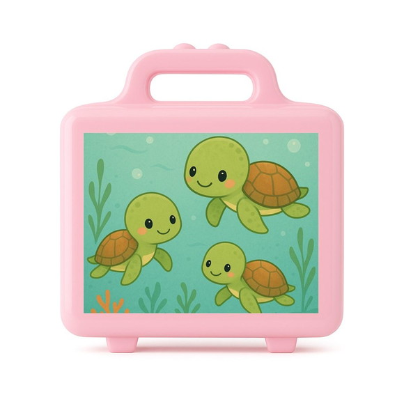 Maleta Plástica Personalizada 12x10cm Tartaruguinhas - Imagem 3