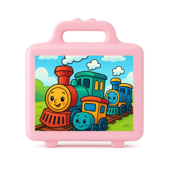 Maleta Plástica Personalizada 12x10cm Trens Antigos - Imagem 3