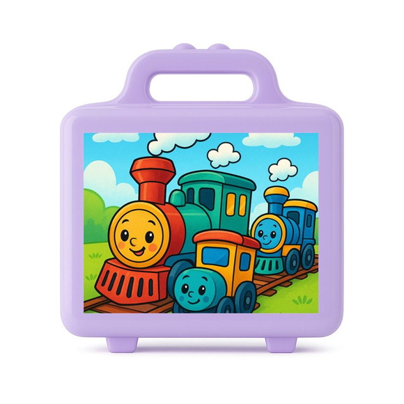 Maleta Plástica Personalizada 12x10cm Trens Antigos - Imagem 4