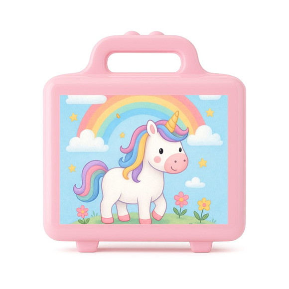 Maleta Plástica Personalizada 12x10cm Unicórnio - Imagem 3