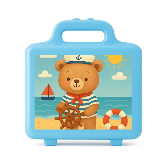 Maleta Plástica Personalizada 12x10cm Ursinho Marinheiro - Imagem 2