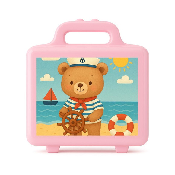 Maleta Plástica Personalizada 12x10cm Ursinho Marinheiro - Imagem 3