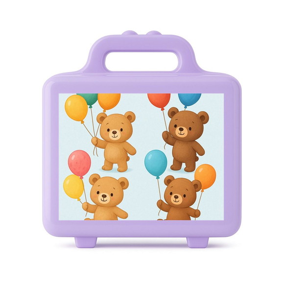 Maleta Plástica Personalizada 12x10cm Ursinhos com Balões - Imagem 4