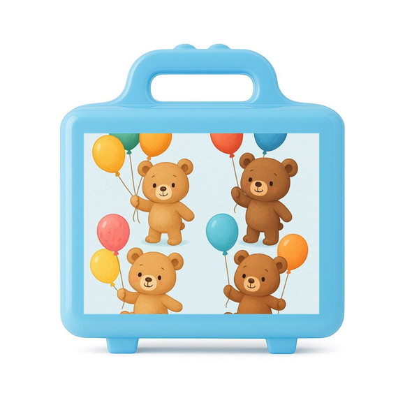 Maleta Plástica Personalizada 12x10cm Ursinhos com Balões - Imagem 2