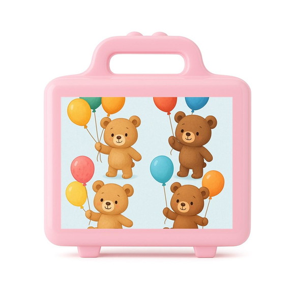 Maleta Plástica Personalizada 12x10cm Ursinhos com Balões - Imagem 3