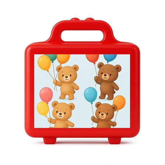 Maleta Plástica Personalizada 12x10cm Ursinhos com Balões - Imagem 5