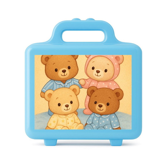Maleta Plástica Personalizada 12x10cm Ursinhos de Pijama - Imagem 2