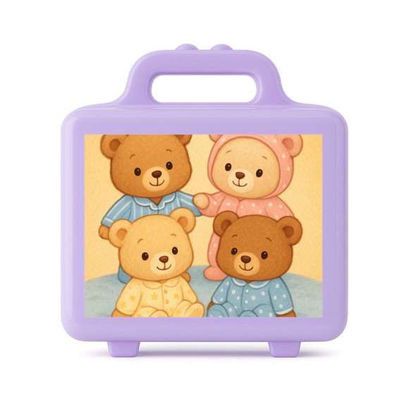 Maleta Plástica Personalizada 12x10cm Ursinhos de Pijama - Imagem 4