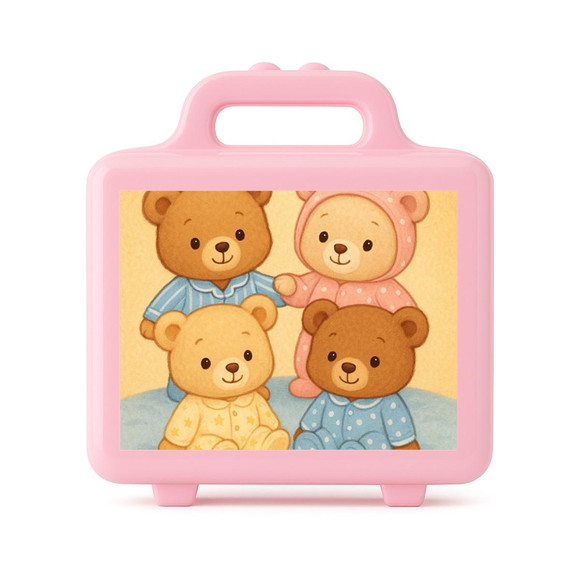 Maleta Plástica Personalizada 12x10cm Ursinhos de Pijama - Imagem 3