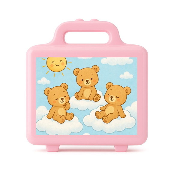 Maleta Plástica Personalizada 12x10cm Ursinhos na Nuvem - Imagem 3