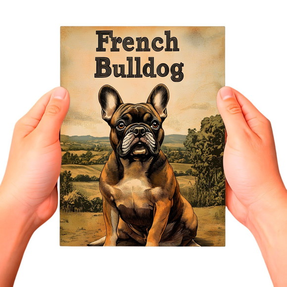 Placa Decorativa Raças Cachorro Vintage Bulldog Francês