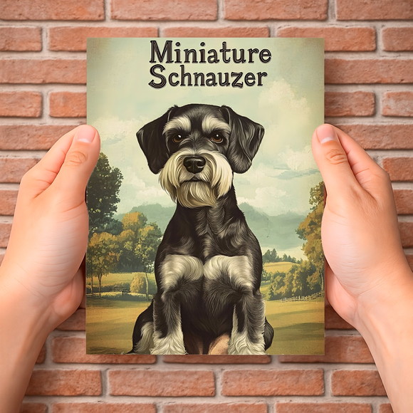 Placa Decorativa Raças Cachorro Vintage Schnauzer Miniatura - Imagem 2