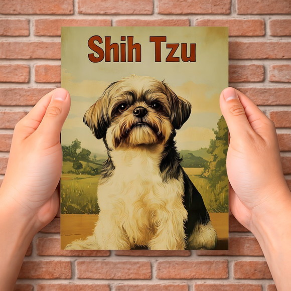 Placa Decorativa Raças Cachorro Vintage Shih Tzu - Imagem 2