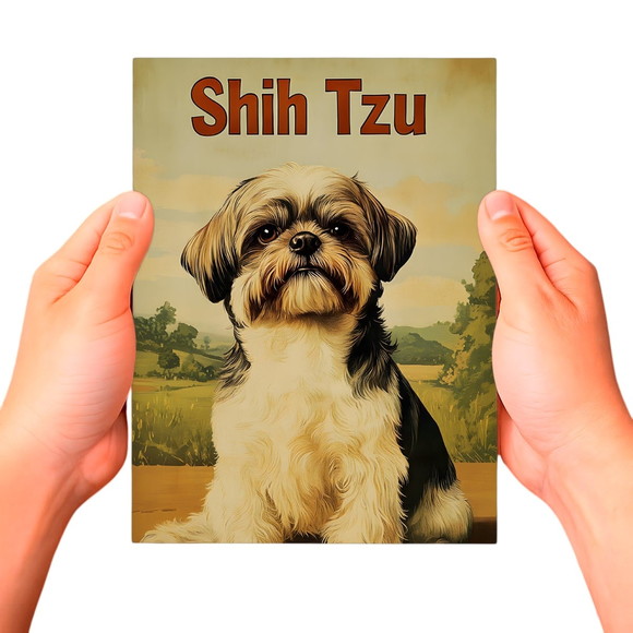 Placa Decorativa Raças Cachorro Vintage Shih Tzu