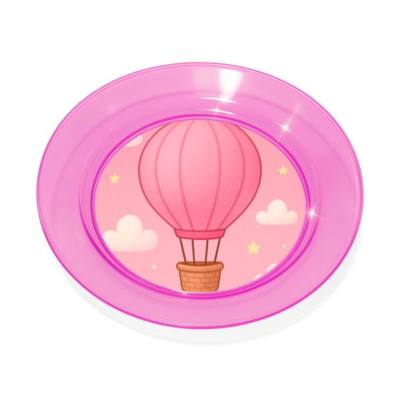 Prato Acrílico Personalizado Festa Balão de Ar Rosa - Imagem 3
