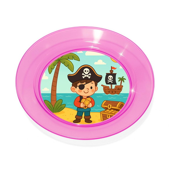 Prato Acrílico Personalizado Festa Ilha Pirata - Imagem 3