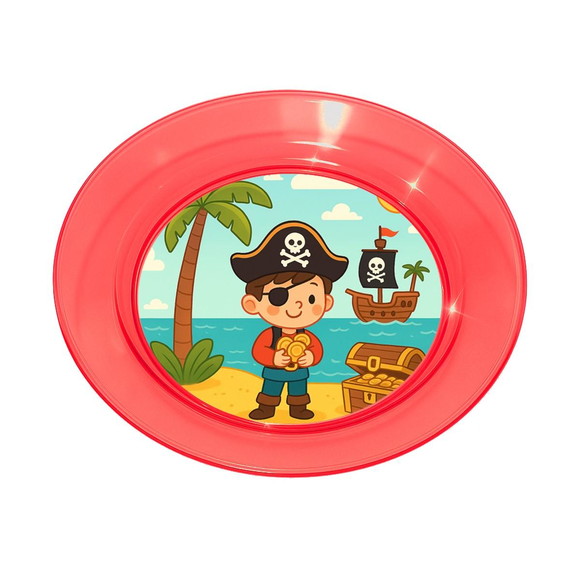 Prato Acrílico Personalizado Festa Ilha Pirata - Imagem 5