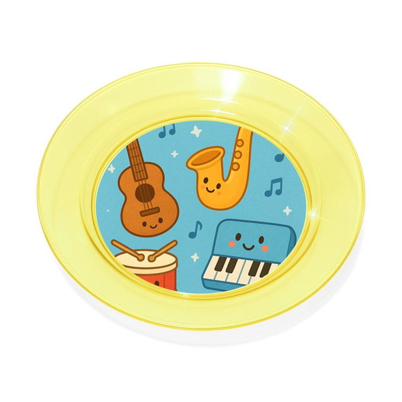 Prato Acrílico Personalizado Festa Músicas Instrumentos