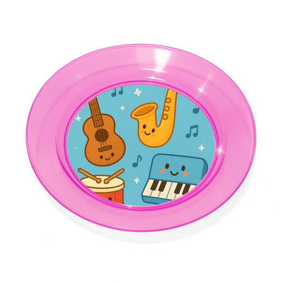 Prato Acrílico Personalizado Festa Músicas Instrumentos - Imagem 3