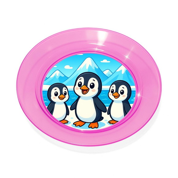 Prato Acrílico Personalizado Festa Pinguins - Imagem 3