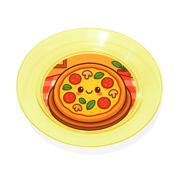 Prato Acrílico Personalizado Festa Pizza Divertida