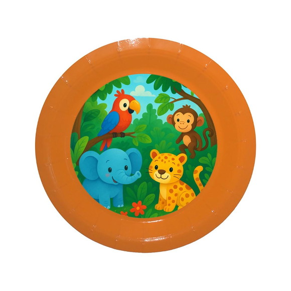 Prato de Papel Personalizado Animais Tropicais - Imagem 2