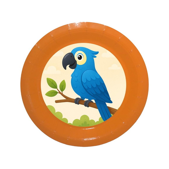 Prato de Papel Personalizado Arara Azul - Imagem 2