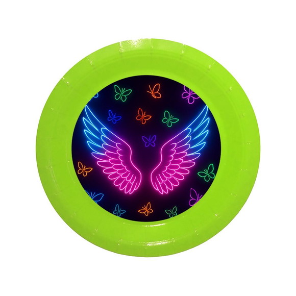 Prato de Papel Personalizado Asas Neon - Imagem 3
