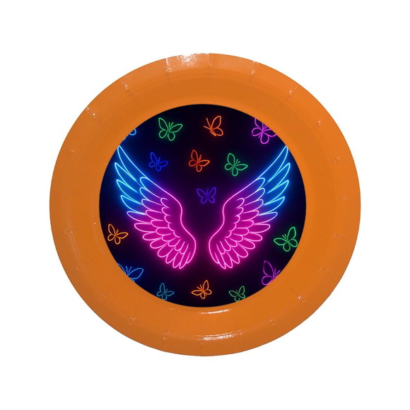 Prato de Papel Personalizado Asas Neon - Imagem 2