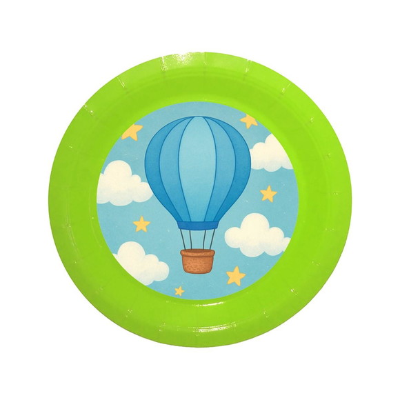 Prato de Papel Personalizado Balão de Ar Azul - Imagem 3