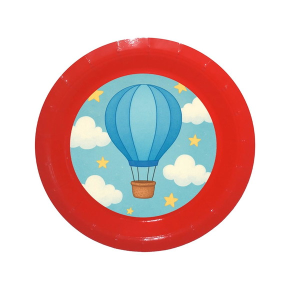 Prato de Papel Personalizado Balão de Ar Azul - Imagem 5
