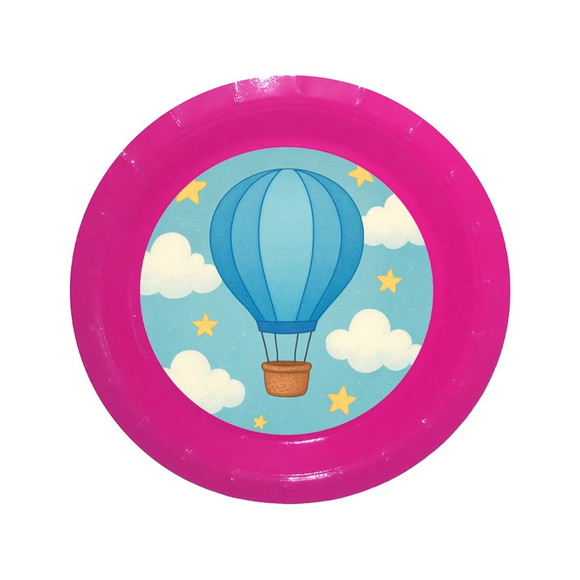 Prato de Papel Personalizado Balão de Ar Azul - Imagem 4