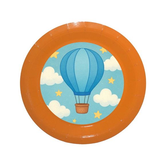 Prato de Papel Personalizado Balão de Ar Azul - Imagem 2