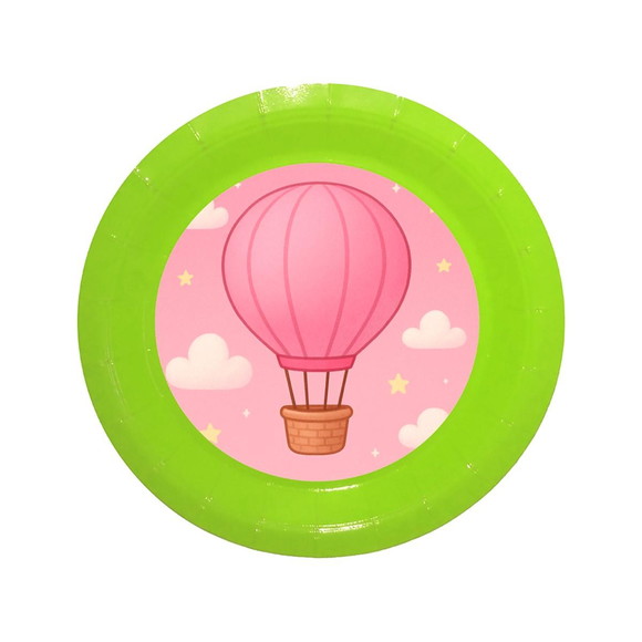 Prato de Papel Personalizado Balão de Ar Rosa - Imagem 3