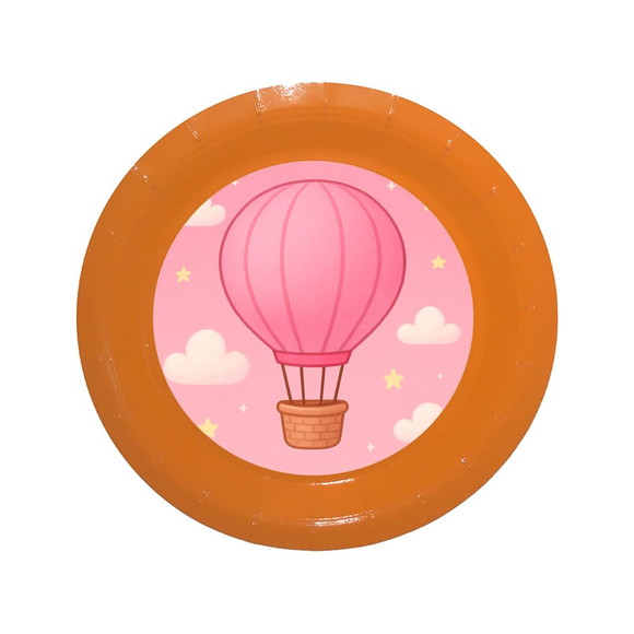 Prato de Papel Personalizado Balão de Ar Rosa - Imagem 2