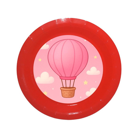 Prato de Papel Personalizado Balão de Ar Rosa - Imagem 5