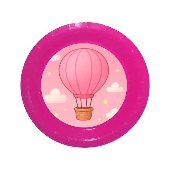 Prato de Papel Personalizado Balão de Ar Rosa - Imagem 4