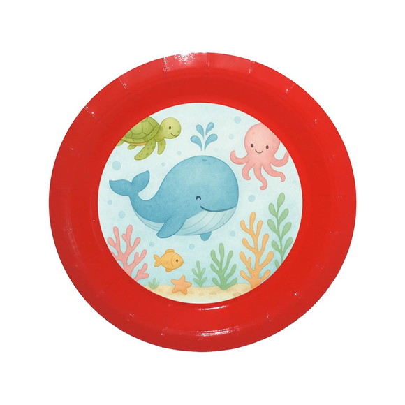 Prato de Papel Personalizado Baleia Aquarela - Imagem 5