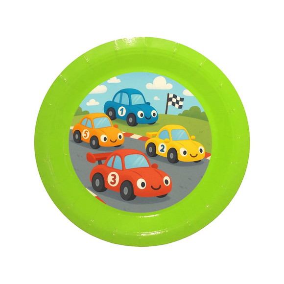 Prato de Papel Personalizado Carros de Corridas - Imagem 3
